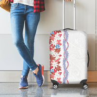 Monstera Tiare Plumeria Luggage Cover Red Polynesian Pattern LT01 - Polynesian Pride