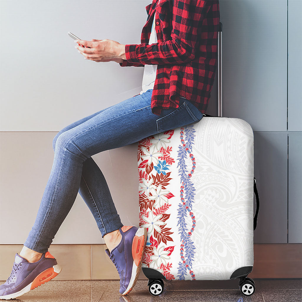 Monstera Tiare Plumeria Luggage Cover Red Polynesian Pattern LT01 - Polynesian Pride