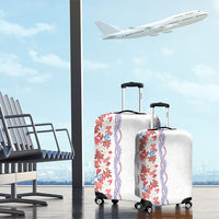 Monstera Tiare Plumeria Luggage Cover Red Polynesian Pattern LT01 - Polynesian Pride