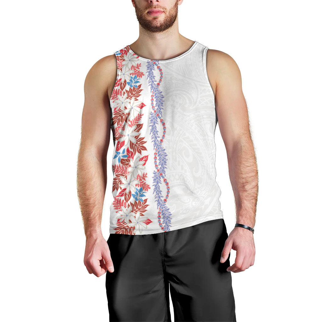 Monstera Tiare Plumeria Men Tank Top Red Polynesian Pattern LT01 - Polynesian Pride