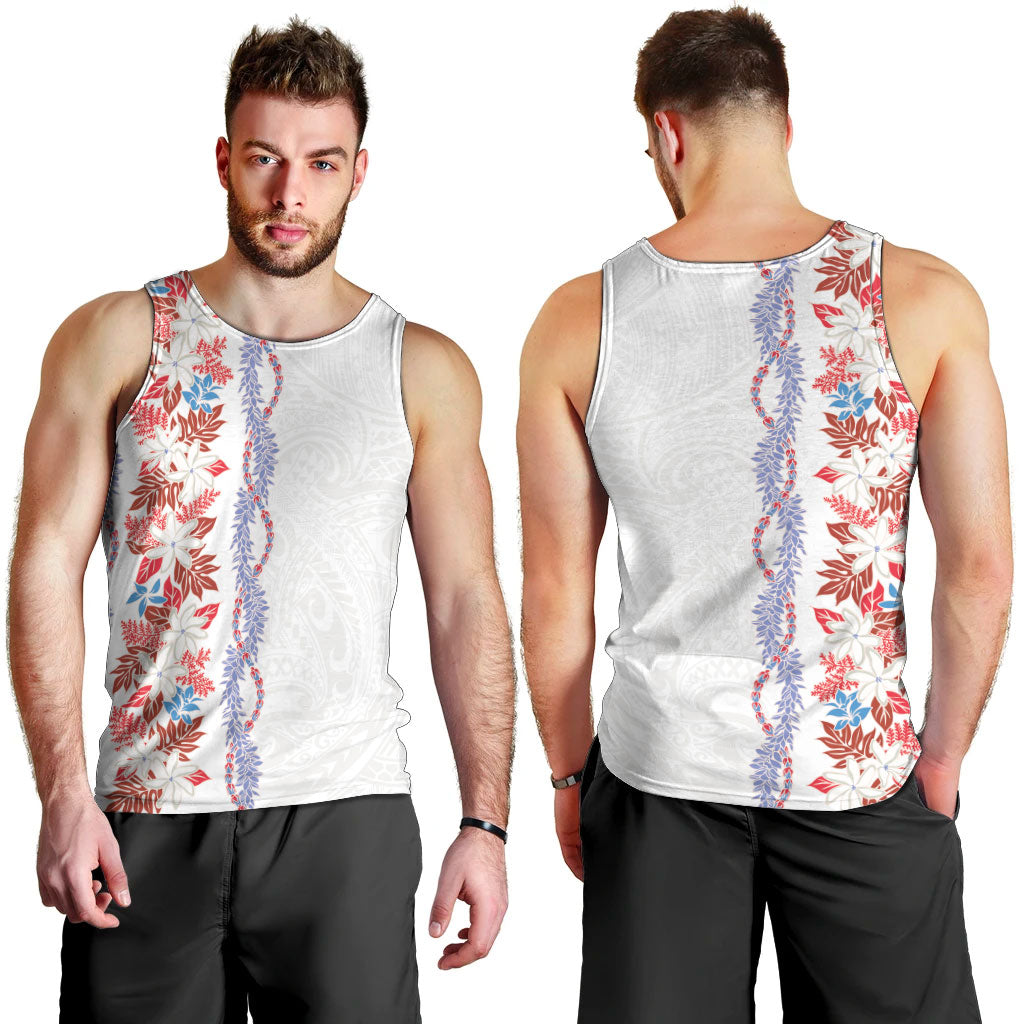 Monstera Tiare Plumeria Men Tank Top Red Polynesian Pattern LT01 - Polynesian Pride