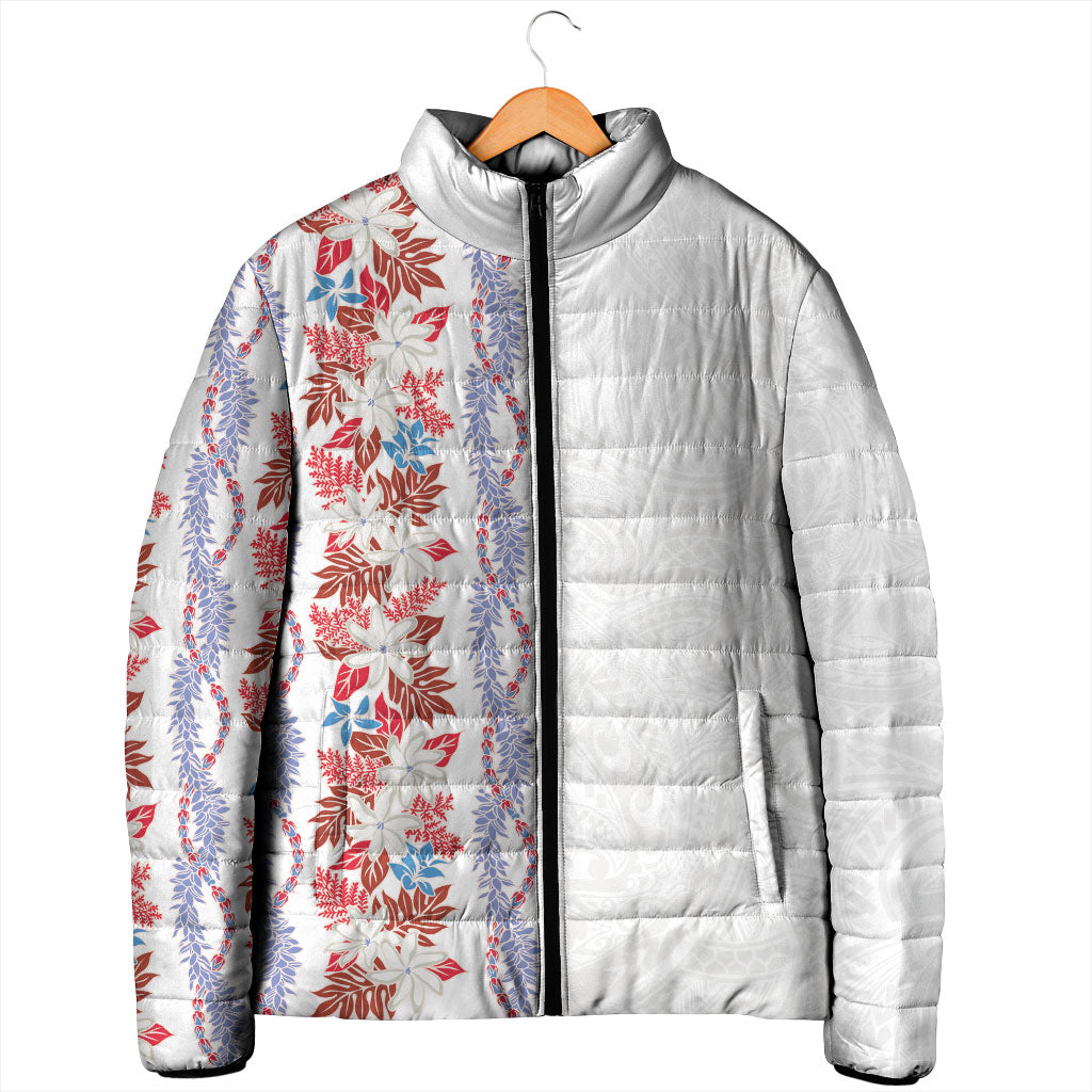 Monstera Tiare Plumeria Padded Jacket Red Polynesian Pattern LT01 - Polynesian Pride