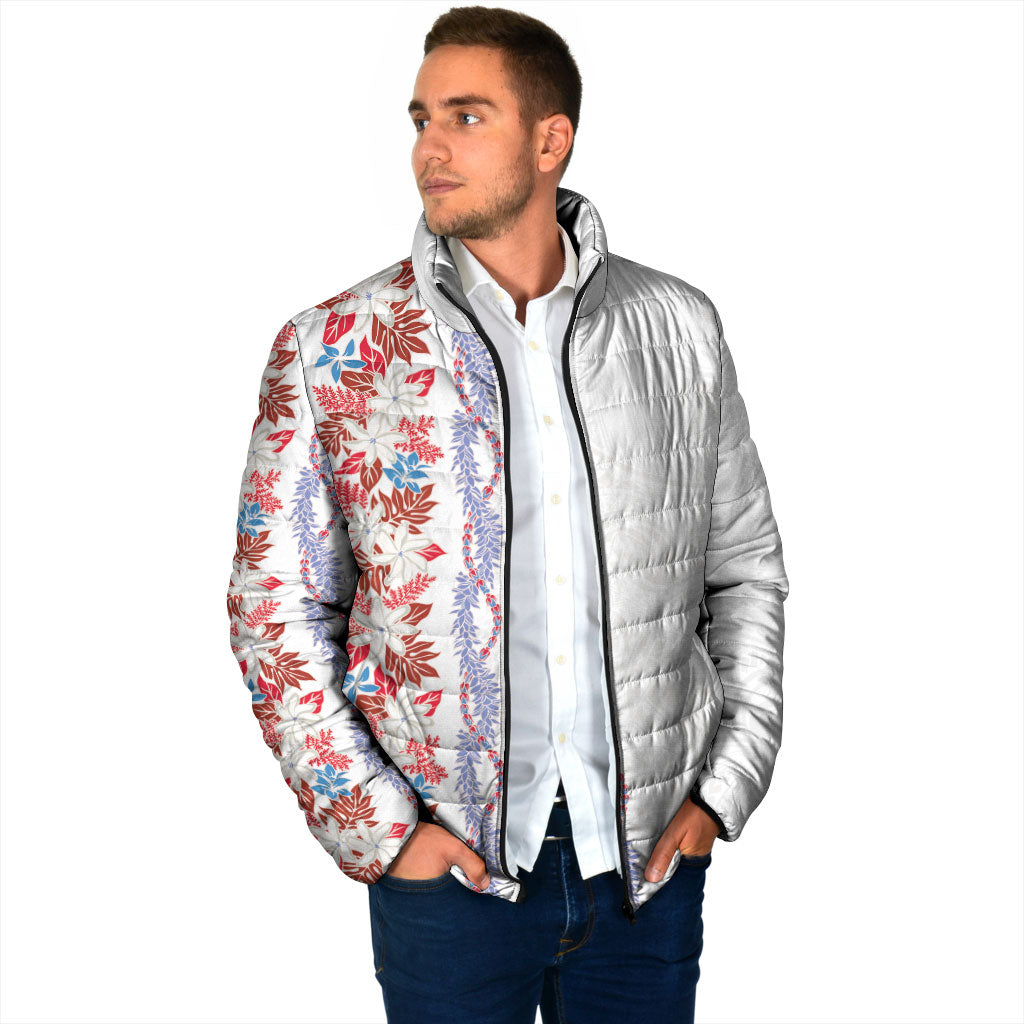 Monstera Tiare Plumeria Padded Jacket Red Polynesian Pattern LT01 - Polynesian Pride
