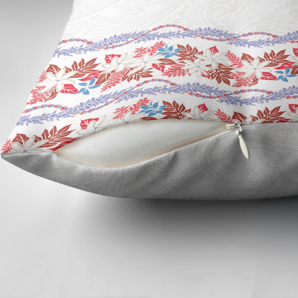 Monstera Tiare Plumeria Pillow Cover Red Polynesian Pattern LT01 - Polynesian Pride