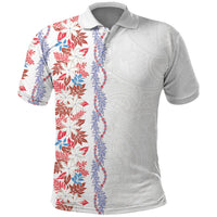 Monstera Tiare Plumeria Polo Shirt Red Polynesian Pattern LT01 Red - Polynesian Pride