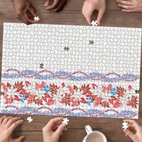 Monstera Tiare Plumeria Puzzle Red Polynesian Pattern LT01 - Polynesian Pride