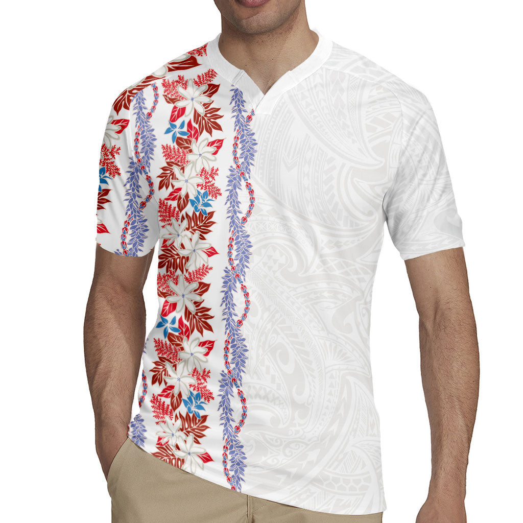 Monstera Tiare Plumeria Rugby Jersey Red Polynesian Pattern LT01 - Polynesian Pride