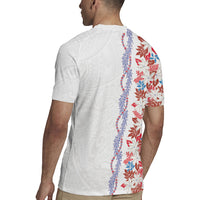 Monstera Tiare Plumeria Rugby Jersey Red Polynesian Pattern LT01 - Polynesian Pride