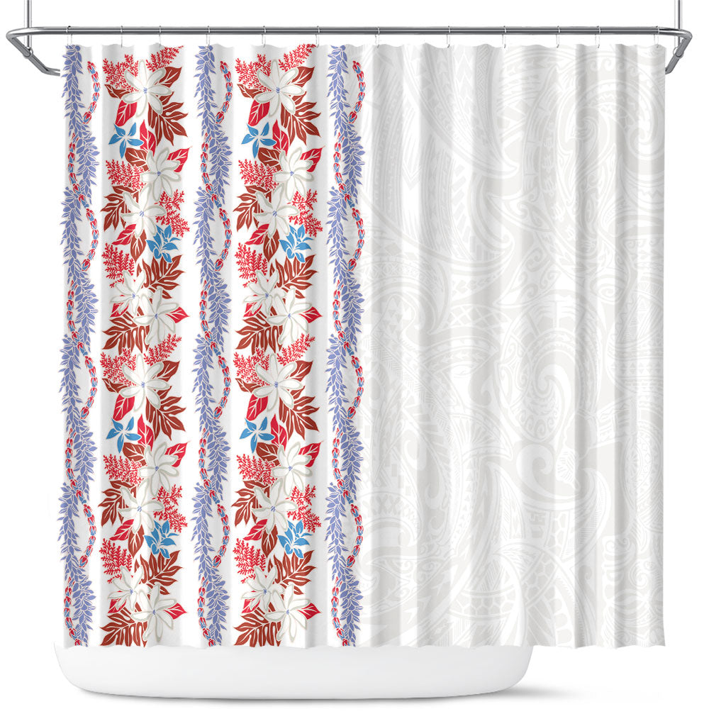 Monstera Tiare Plumeria Shower Curtain Red Polynesian Pattern LT01 Red - Polynesian Pride