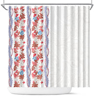 Monstera Tiare Plumeria Shower Curtain Red Polynesian Pattern LT01 Red - Polynesian Pride
