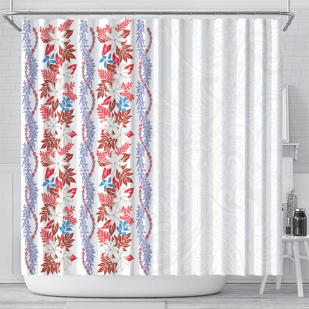Monstera Tiare Plumeria Shower Curtain Red Polynesian Pattern LT01 - Polynesian Pride