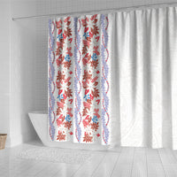 Monstera Tiare Plumeria Shower Curtain Red Polynesian Pattern LT01 - Polynesian Pride