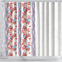 Monstera Tiare Plumeria Shower Curtain Red Polynesian Pattern LT01 - Polynesian Pride