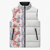 Monstera Tiare Plumeria Sleeveless Puffer Jacket Red Polynesian Pattern LT01 Unisex Red - Polynesian Pride