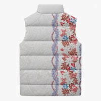 Monstera Tiare Plumeria Sleeveless Puffer Jacket Red Polynesian Pattern LT01 - Polynesian Pride