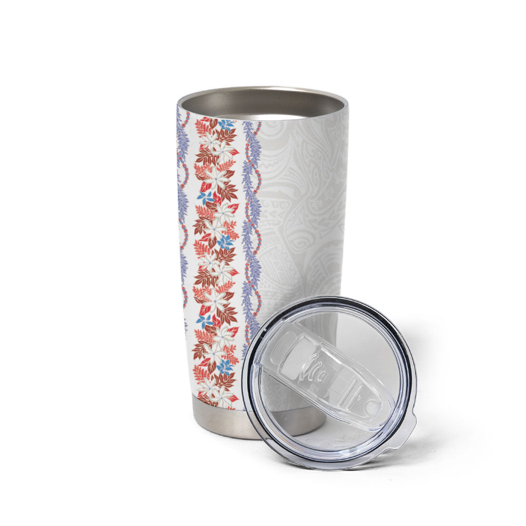 Monstera Tiare Plumeria Tumbler Cup Red Polynesian Pattern LT01 - Polynesian Pride