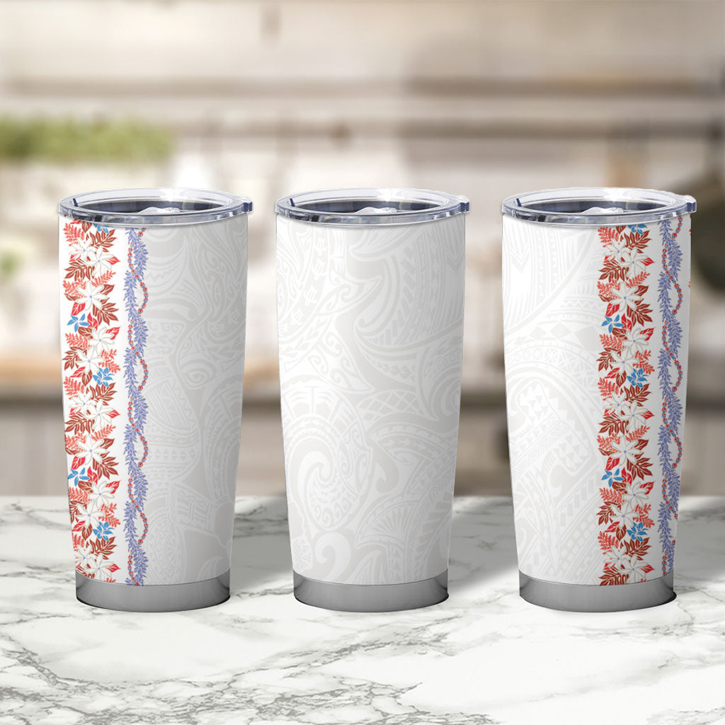 Monstera Tiare Plumeria Tumbler Cup Red Polynesian Pattern LT01 - Polynesian Pride