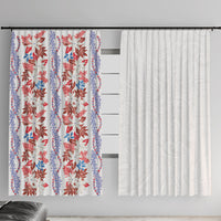 Monstera Tiare Plumeria Window Curtain Red Polynesian Pattern LT01 With Hooks Red - Polynesian Pride