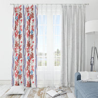 Monstera Tiare Plumeria Window Curtain Red Polynesian Pattern LT01 - Polynesian Pride