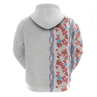 Monstera Tiare Plumeria Zip Hoodie Red Polynesian Pattern LT01 - Polynesian Pride