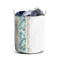 Monstera Tiare Plumeria Laundry Basket Teal Polynesian Pattern LT01 - Polynesian Pride
