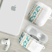 Monstera Tiare Plumeria AirPods Case Teal Polynesian Pattern LT01 - Polynesian Pride