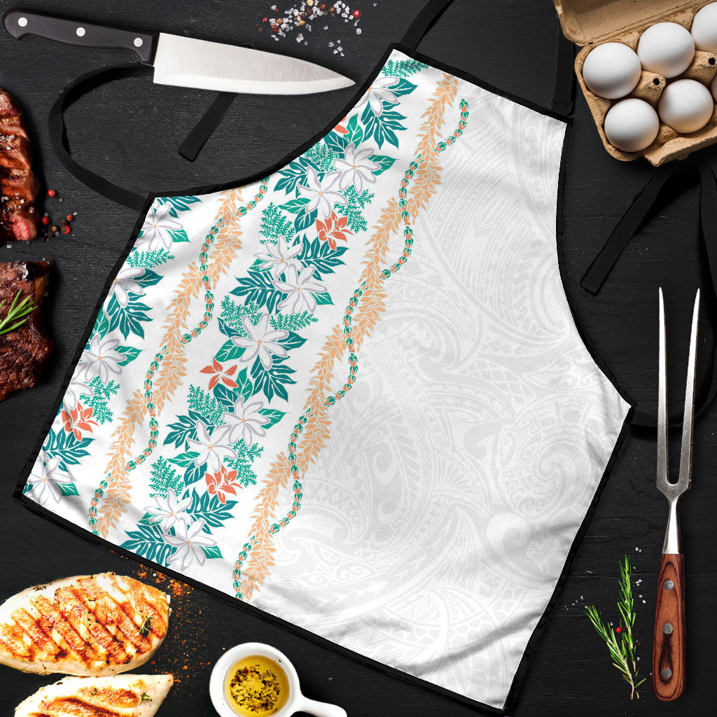 Monstera Tiare Plumeria Apron Teal Polynesian Pattern LT01 Teal - Polynesian Pride