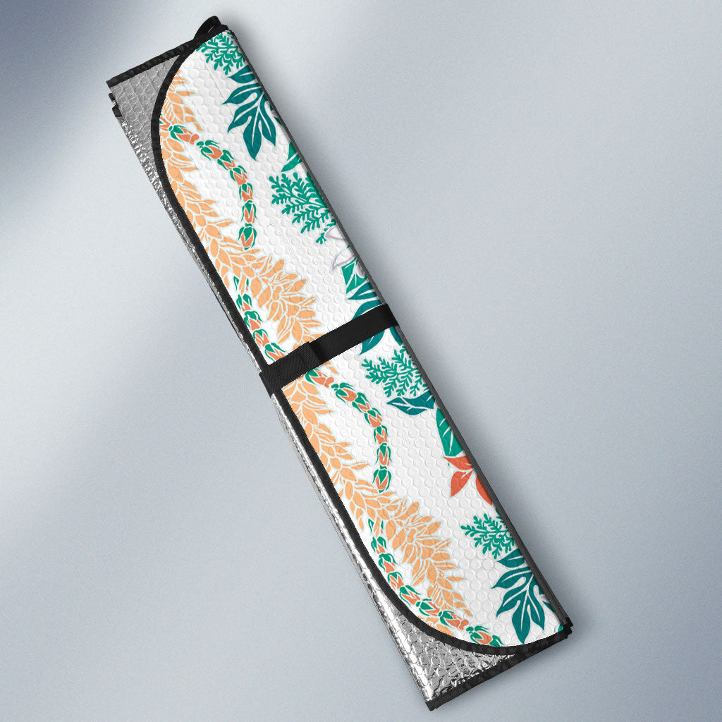 Monstera Tiare Plumeria Auto Sun Shade Teal Polynesian Pattern LT01 - Polynesian Pride
