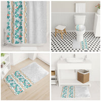 Monstera Tiare Plumeria Bathroom Set Teal Polynesian Pattern LT01 - Polynesian Pride