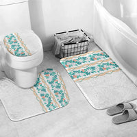 Monstera Tiare Plumeria Bathroom Set Teal Polynesian Pattern LT01 Mat Set Only (3 pcs) One Size Teal - Polynesian Pride