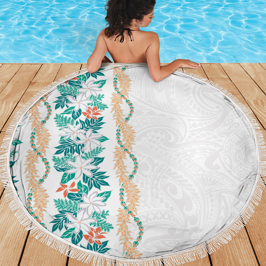 Monstera Tiare Plumeria Beach Blanket Teal Polynesian Pattern LT01 - Polynesian Pride