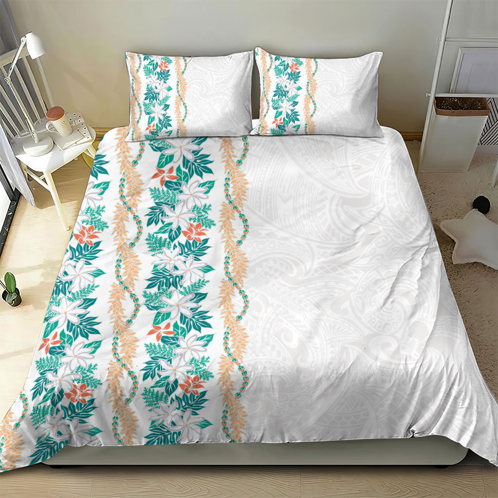 Monstera Tiare Plumeria Bedding Set Teal Polynesian Pattern LT01 - Polynesian Pride