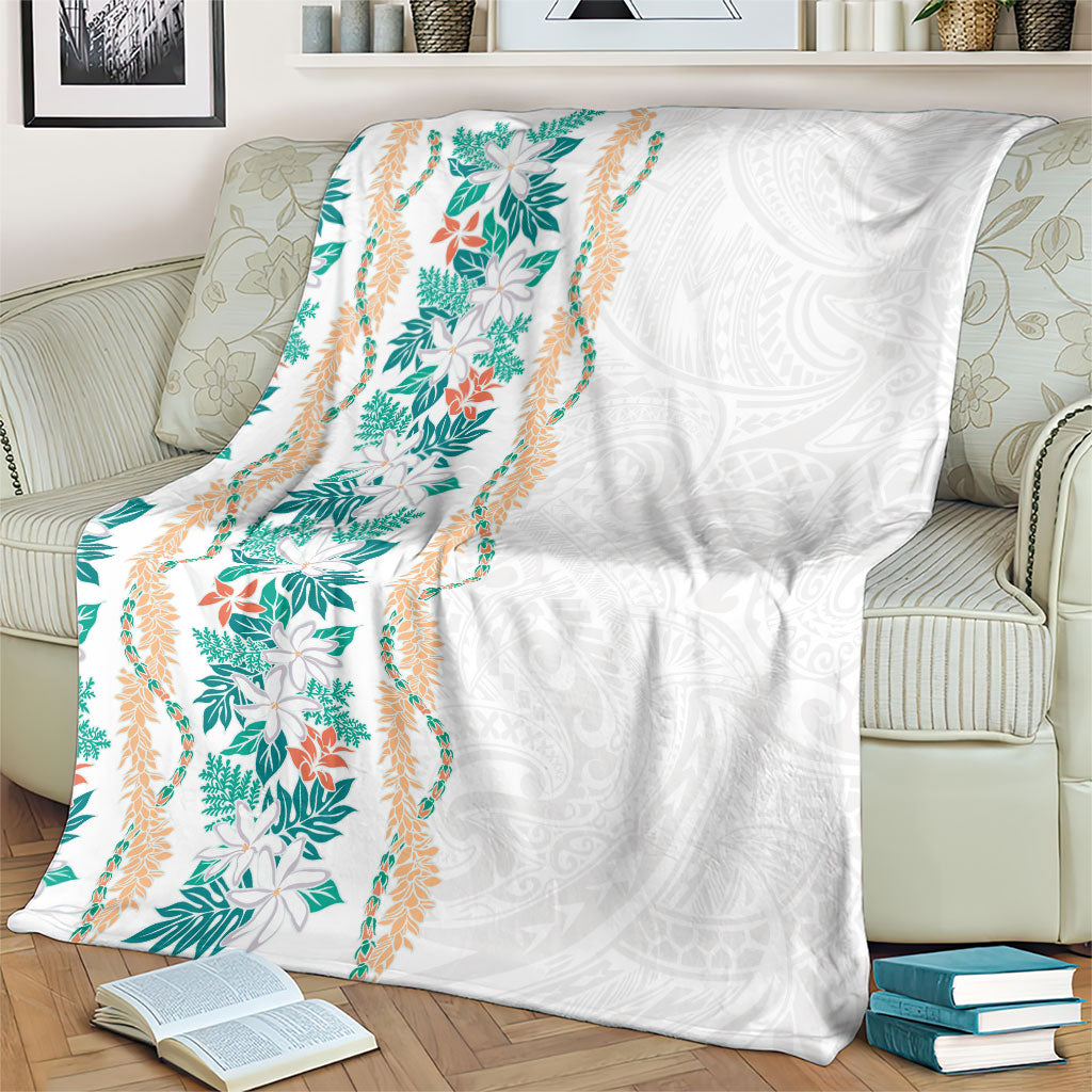 Monstera Tiare Plumeria Blanket Teal Polynesian Pattern LT01 - Polynesian Pride