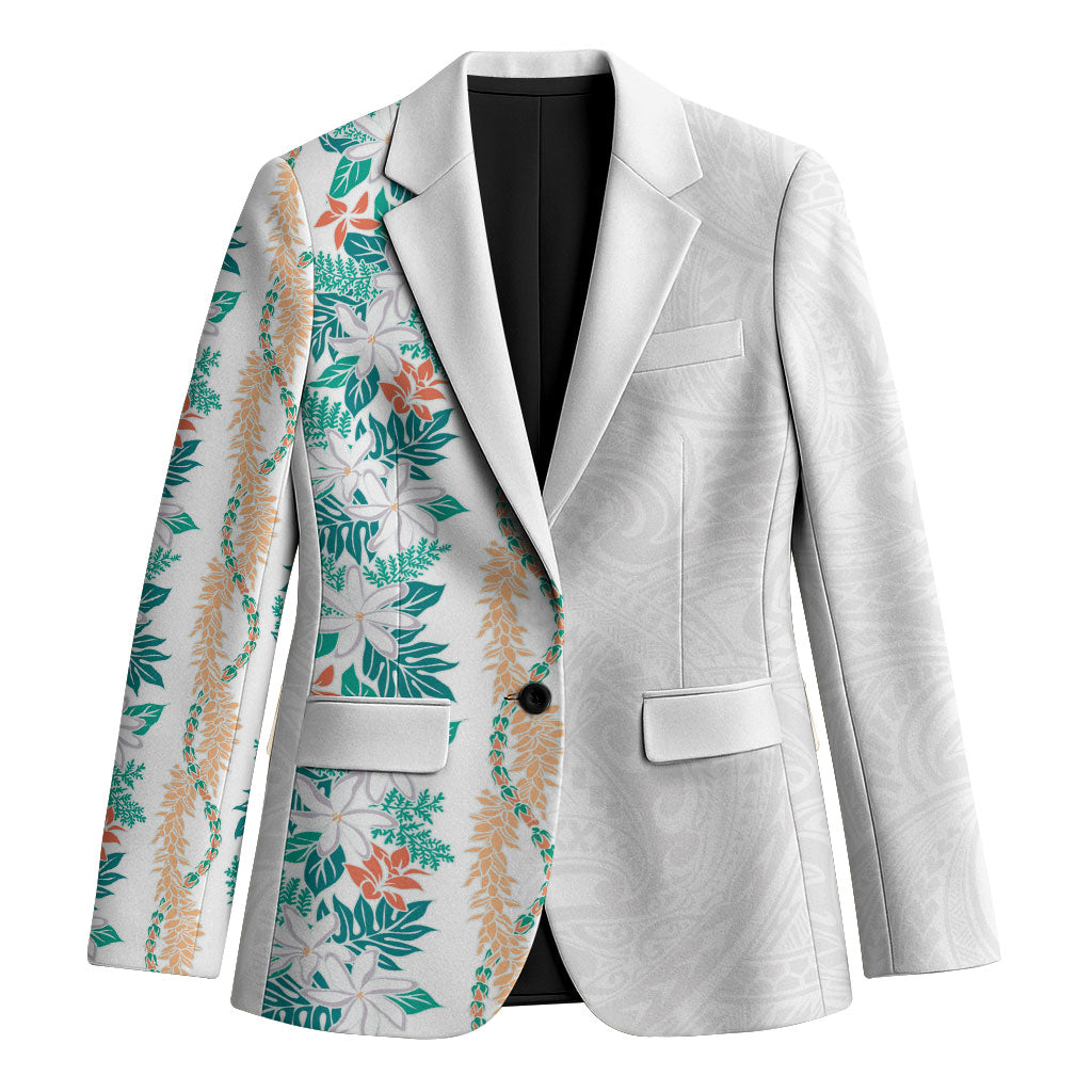 Monstera Tiare Plumeria Blazer Teal Polynesian Pattern LT01 Unisex Teal - Polynesian Pride