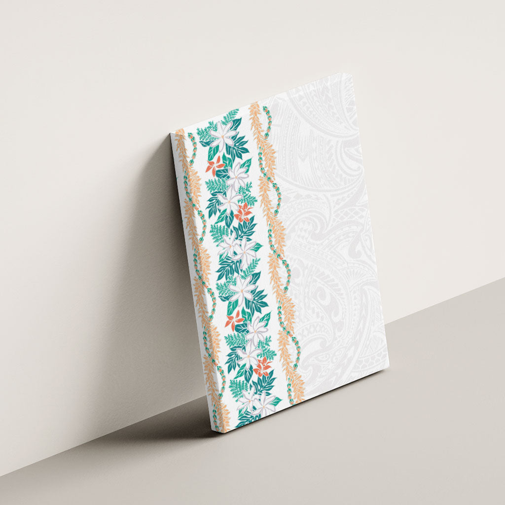 Monstera Tiare Plumeria Canvas Wall Art Teal Polynesian Pattern LT01 - Polynesian Pride