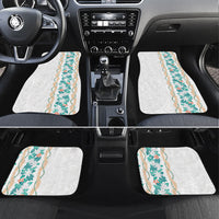 Monstera Tiare Plumeria Car Mats Teal Polynesian Pattern LT01 Set 4pcs Teal - Polynesian Pride