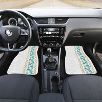 Monstera Tiare Plumeria Car Mats Teal Polynesian Pattern LT01 Set 2pcs - Front Teal - Polynesian Pride