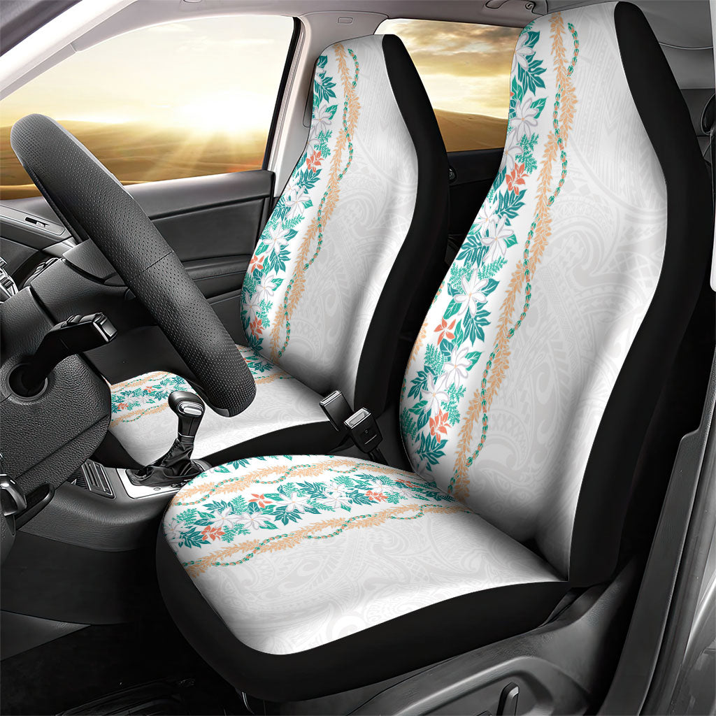 Monstera Tiare Plumeria Car Seat Cover Teal Polynesian Pattern LT01 - Polynesian Pride