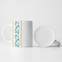 Monstera Tiare Plumeria Ceramic Mug Teal Polynesian Pattern LT01 - Polynesian Pride