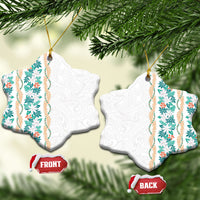 Monstera Tiare Plumeria Ceramic Ornament Teal Polynesian Pattern LT01 Snow Flake Teal - Polynesian Pride