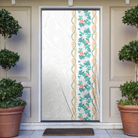 Monstera Tiare Plumeria Door Cover Teal Polynesian Pattern LT01 Teal - Polynesian Pride