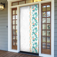 Monstera Tiare Plumeria Door Cover Teal Polynesian Pattern LT01 - Polynesian Pride