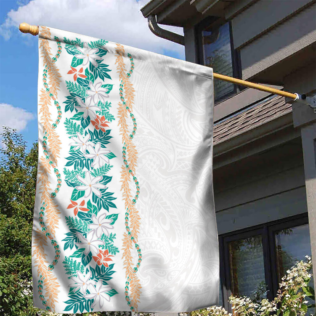 Monstera Tiare Plumeria Garden Flag Teal Polynesian Pattern LT01 - Polynesian Pride