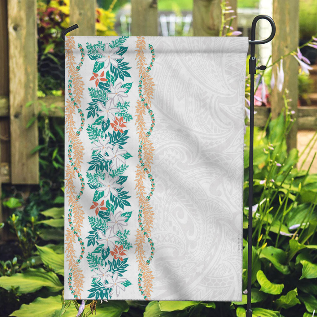 Monstera Tiare Plumeria Garden Flag Teal Polynesian Pattern LT01 Garden Flag Teal - Polynesian Pride