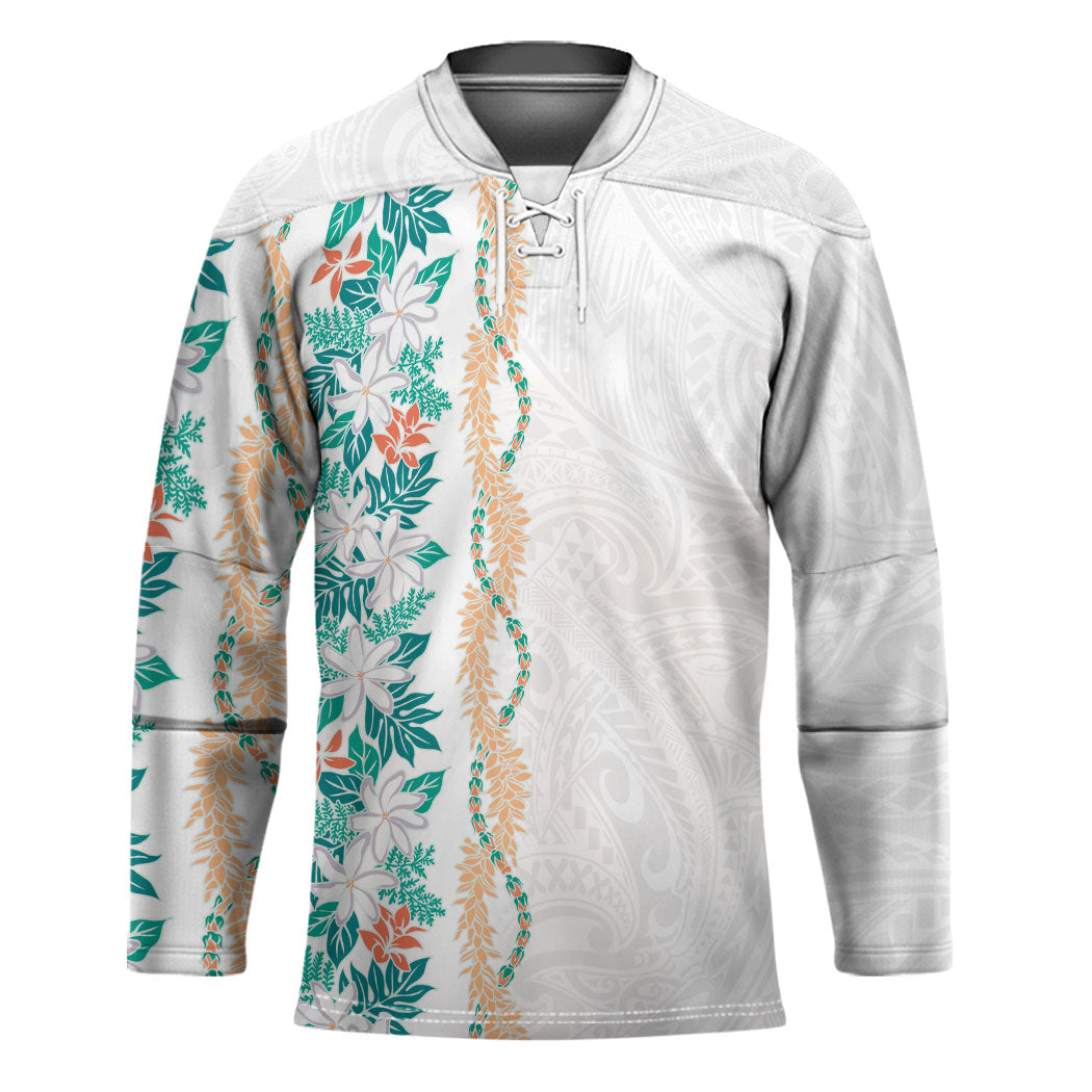 Monstera Tiare Plumeria Hockey Jersey Teal Polynesian Pattern LT01 Unisex Teal - Polynesian Pride