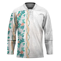 Monstera Tiare Plumeria Hockey Jersey Teal Polynesian Pattern LT01 Unisex Teal - Polynesian Pride