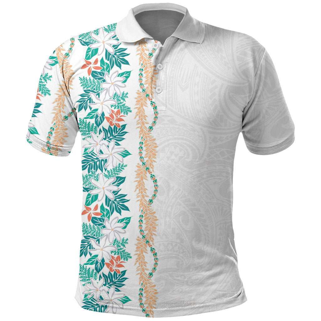 Monstera Tiare Plumeria Polo Shirt Teal Polynesian Pattern LT01 Teal - Polynesian Pride