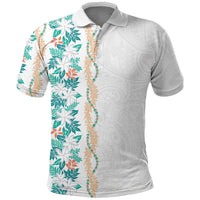 Monstera Tiare Plumeria Polo Shirt Teal Polynesian Pattern LT01 Teal - Polynesian Pride
