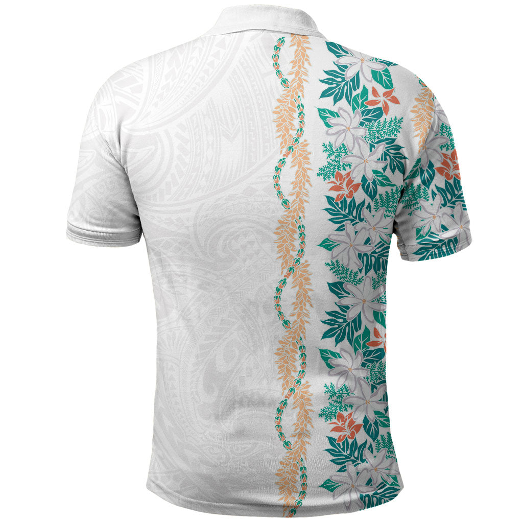 Monstera Tiare Plumeria Polo Shirt Teal Polynesian Pattern LT01 - Polynesian Pride