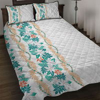 Monstera Tiare Plumeria Quilt Bed Set Teal Polynesian Pattern LT01 Teal - Polynesian Pride